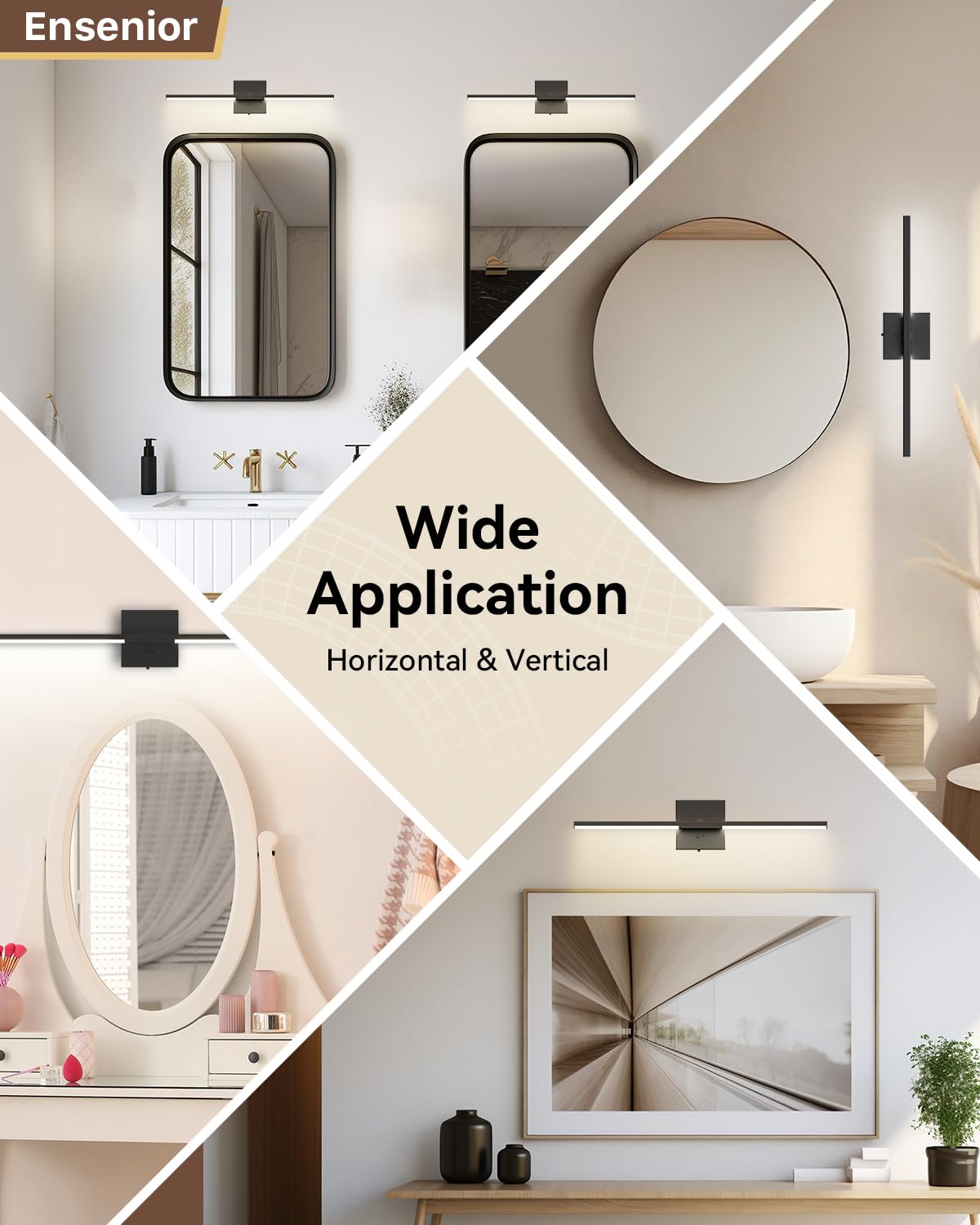 Ensenior black bar vanity light adds modern flair to your bathroom.