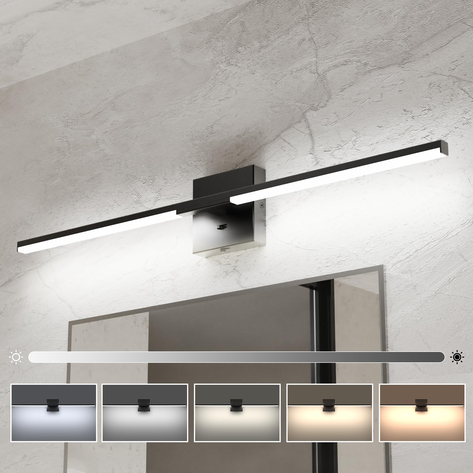 Ensenior 32-inch black vanity light over mirror for modern bathroom tasks