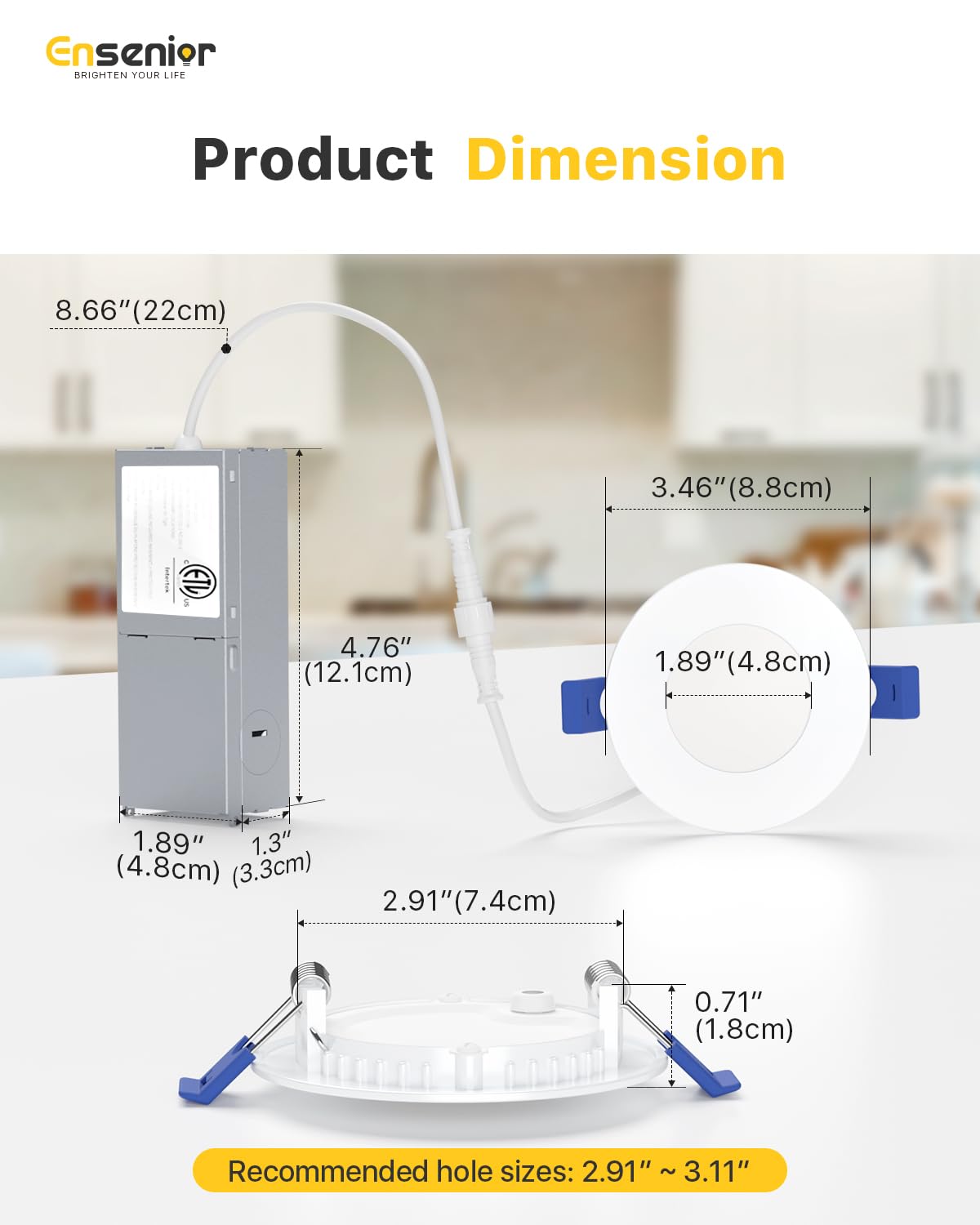 Canless wafer light by Ensenior with UL-listed safety design