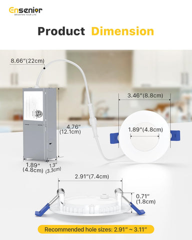 Canless wafer light by Ensenior with UL-listed safety design