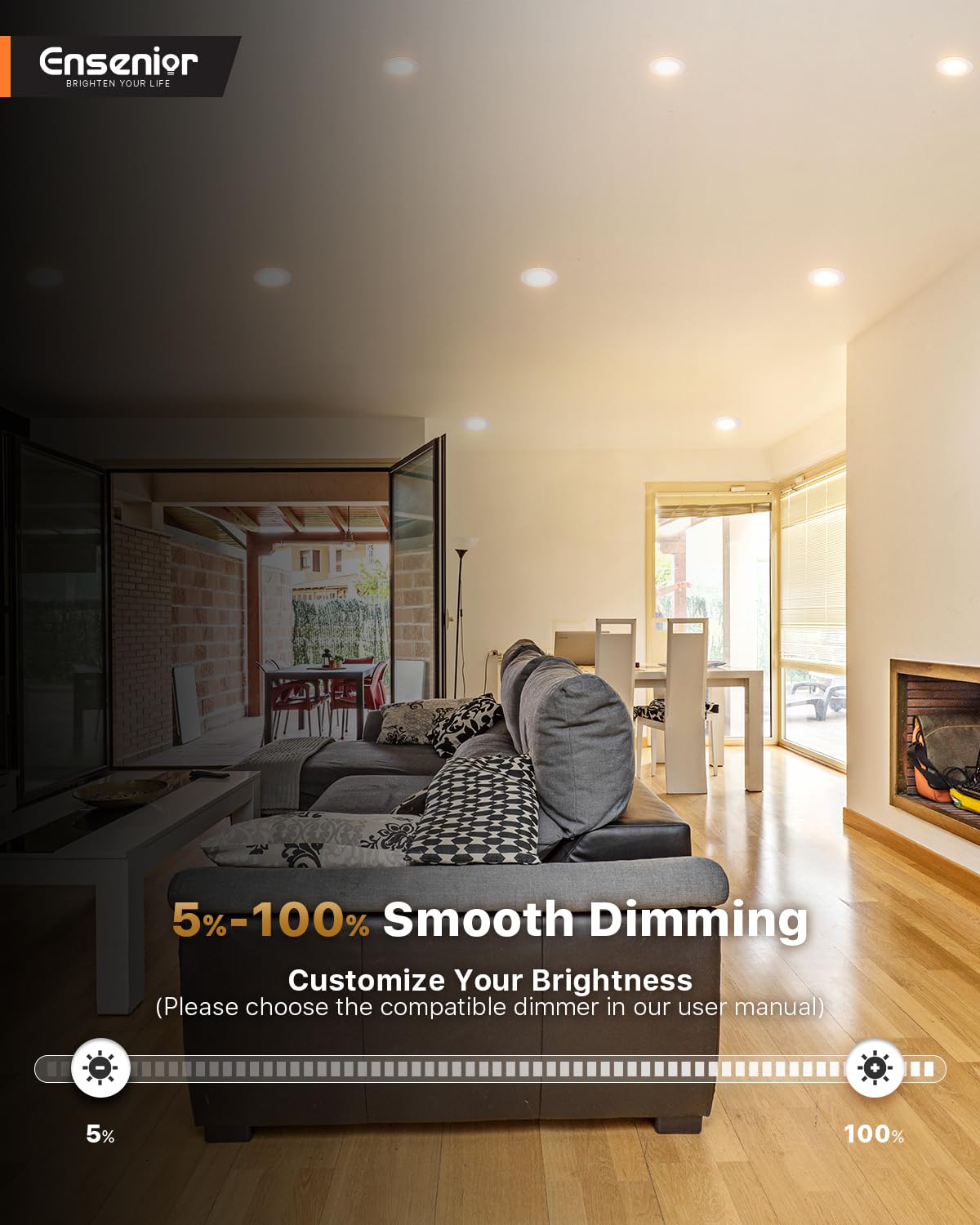 Ensenior color temperature selector offers 2700K to 5000K options.