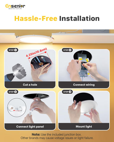 Ensenior compact canless wafer installation illustrates easy ceiling retrofit.