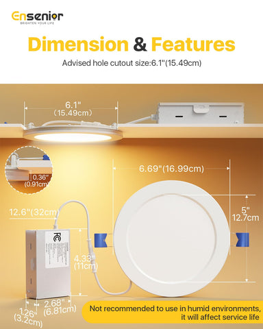 Ensenior damp location rating ensures reliable performance in moisture-prone areas.