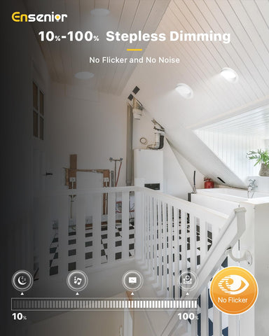Ensenior dimmable 1200lm downlight with smooth brightness control.