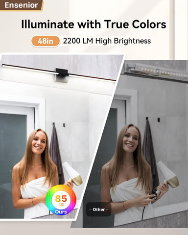 Ensenior vanity light with built-in dimmer for energy-saving brightness control.