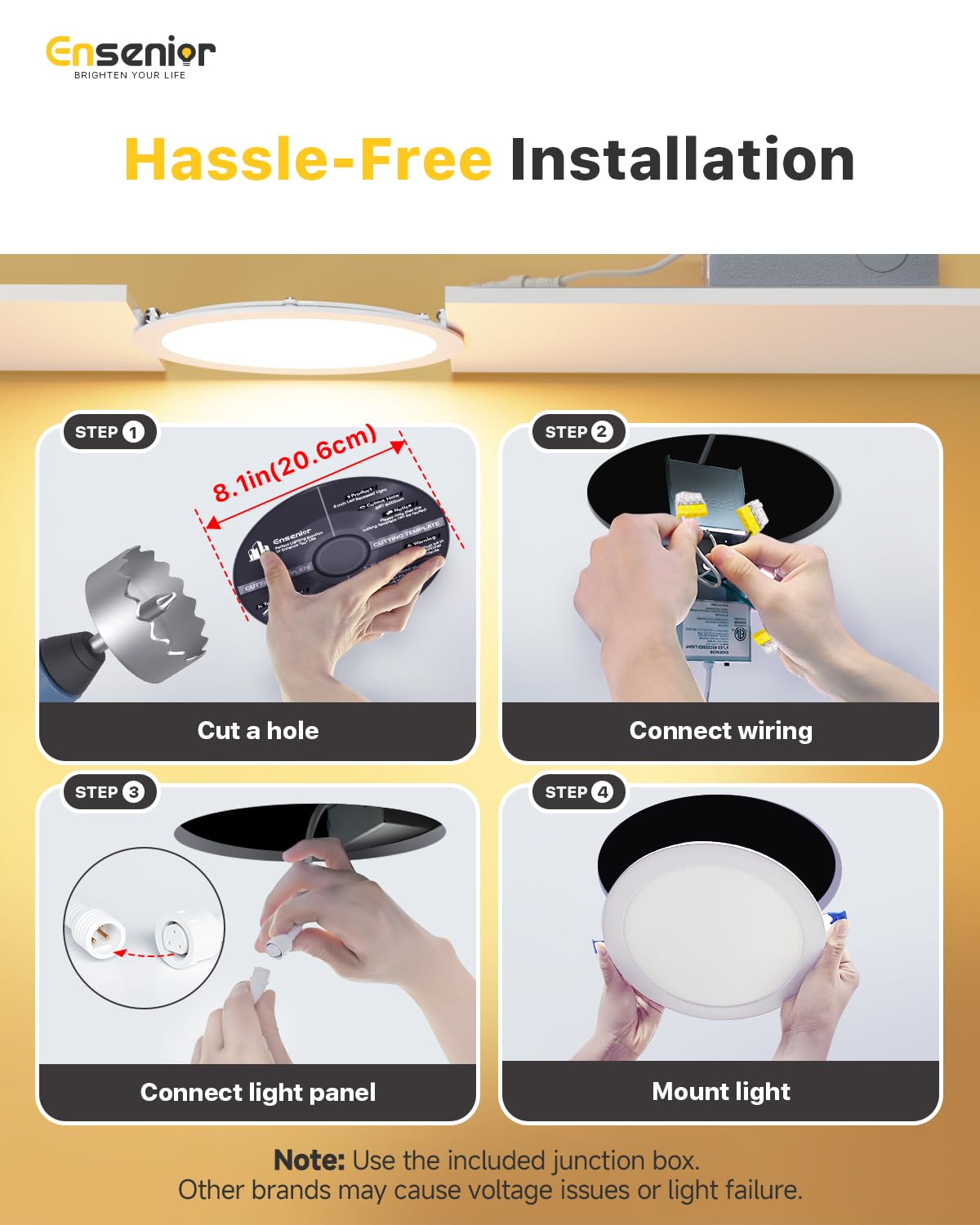 Ensenior energy-saving downlight graphic noting efficiency
