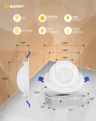 Ensenior ETL FCC certified recessed light ensuring safe operation.