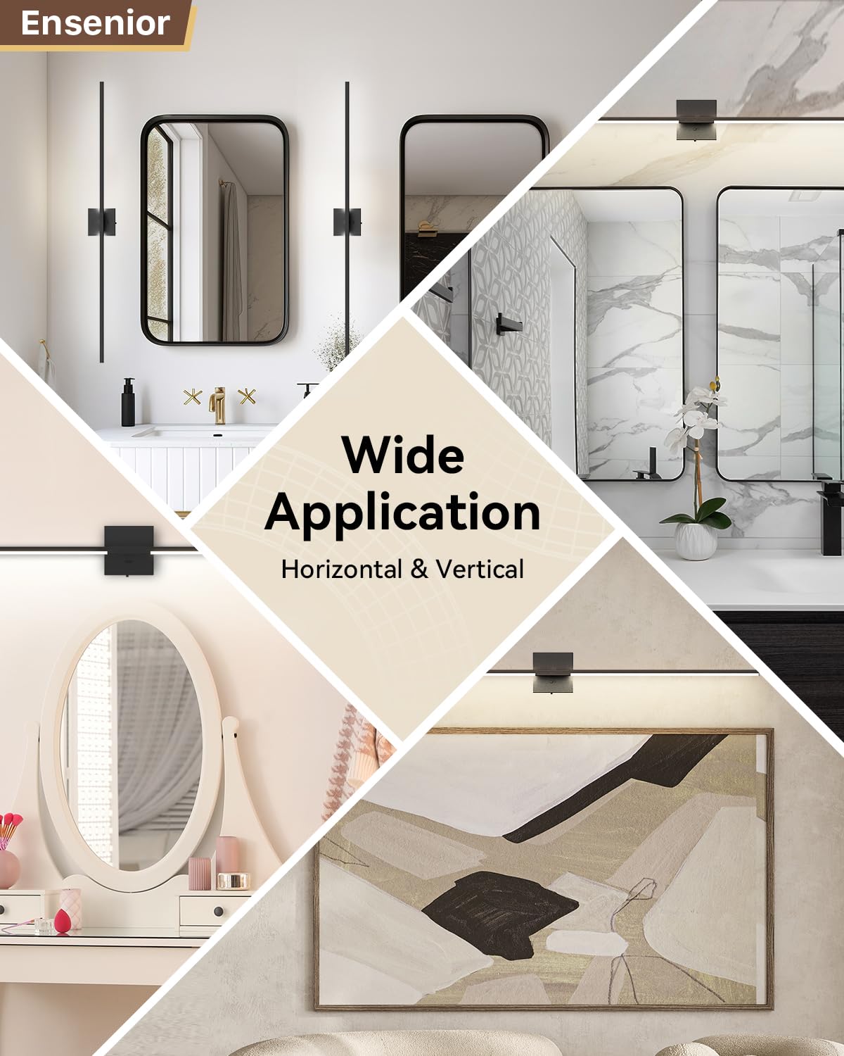Ensenior ETL and FCC certified vanity light for reliable bathroom use.