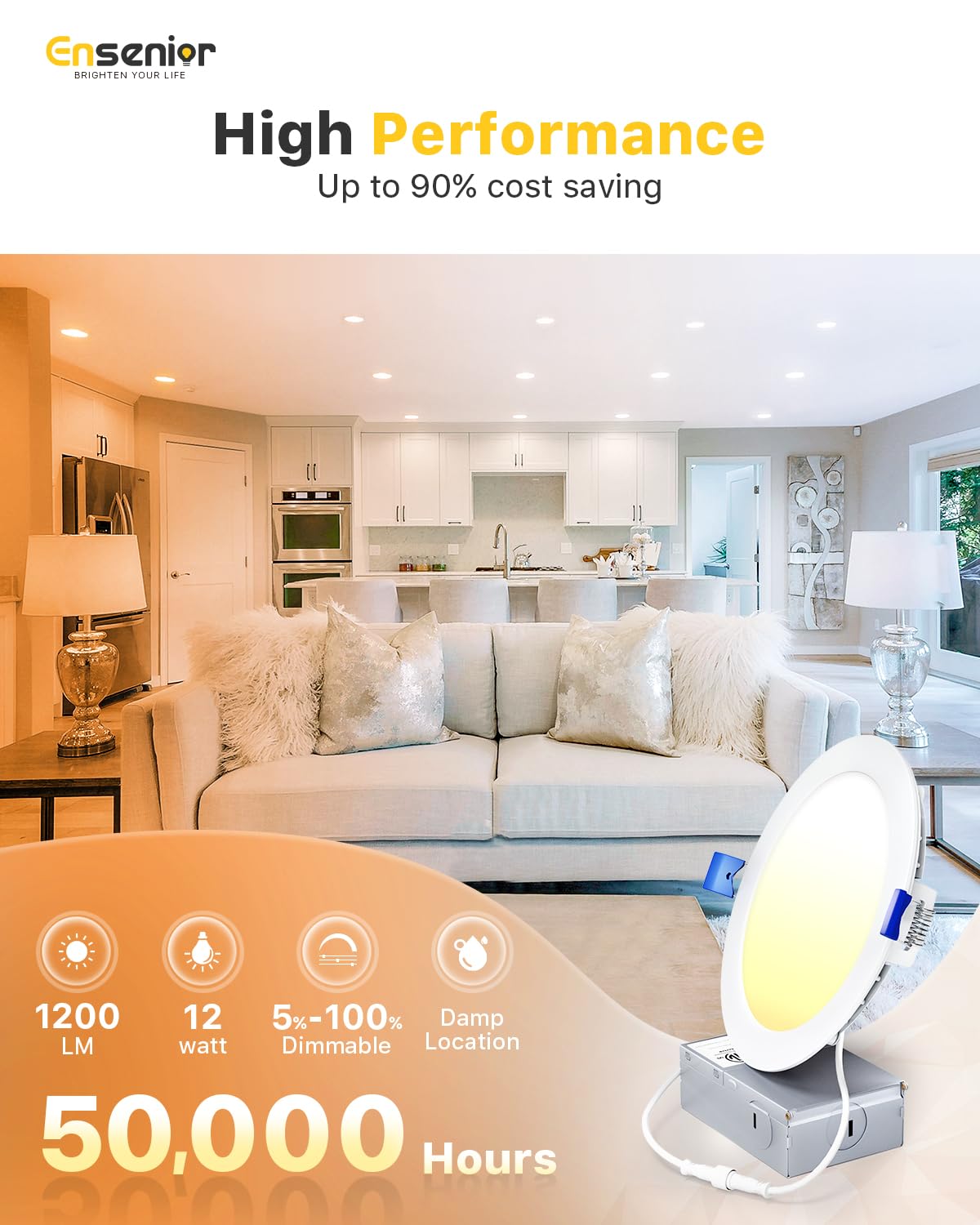 IC-rated safety from Ensenior ensures thermal protection for reliable ceiling lighting.