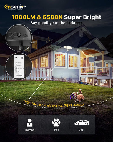 Ensenior IP65 waterproof outdoor light withstands rain and dust for lasting use.