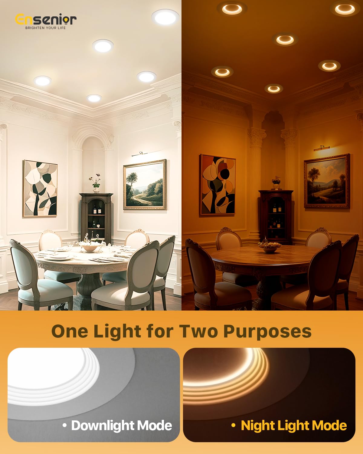 Ensenior LED can light offers 5CCT color temperature options.