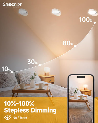 Ensenior 5CCT range from 2700K to 5000K for versatile room lighting.