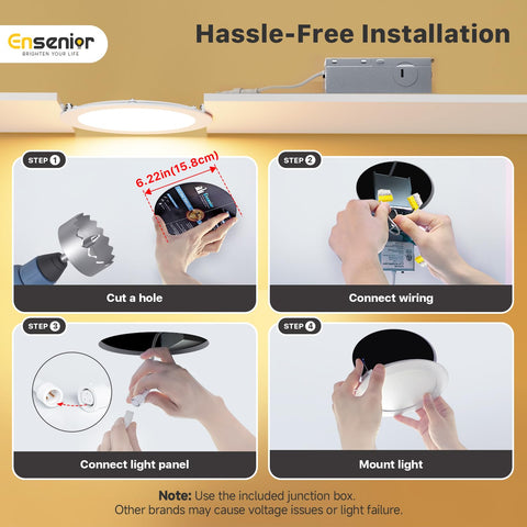 Ensenior frosted lens LED downlight reduces glare for comfortable lighting.