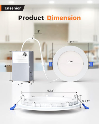 Ensenior dimmable recessed light with 5–100% range