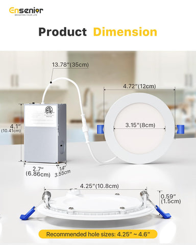 Ensenior recessed light highlights up to 88% energy savings.