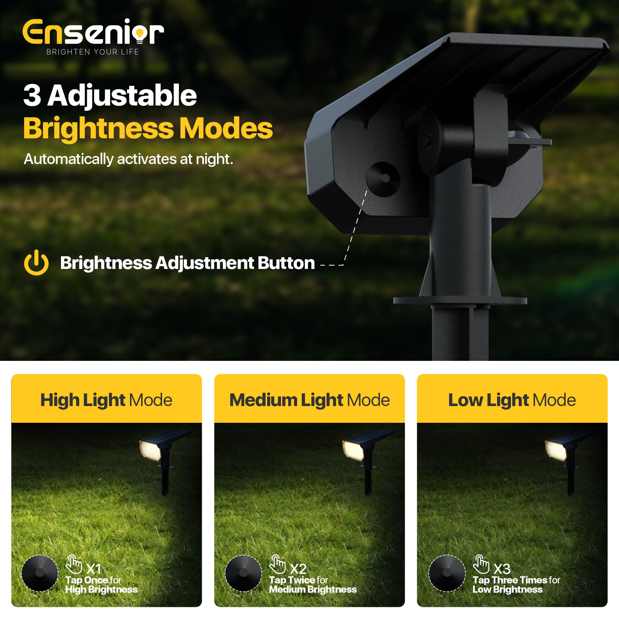 Ensenior outdoor IP65 waterproof spotlight withstands rain and harsh conditions.