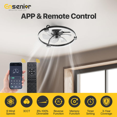 Ensenior remote control for black ceiling fan, easy wireless operation