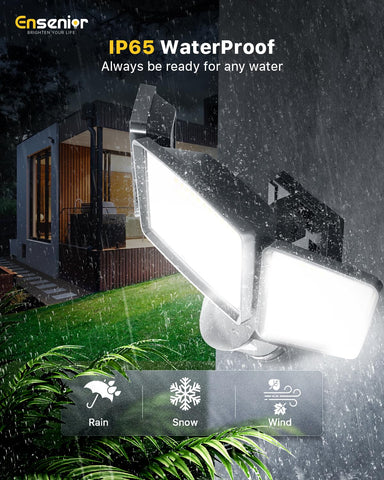 Ensenior separate solar panel enables flexible charging away from the fixture.