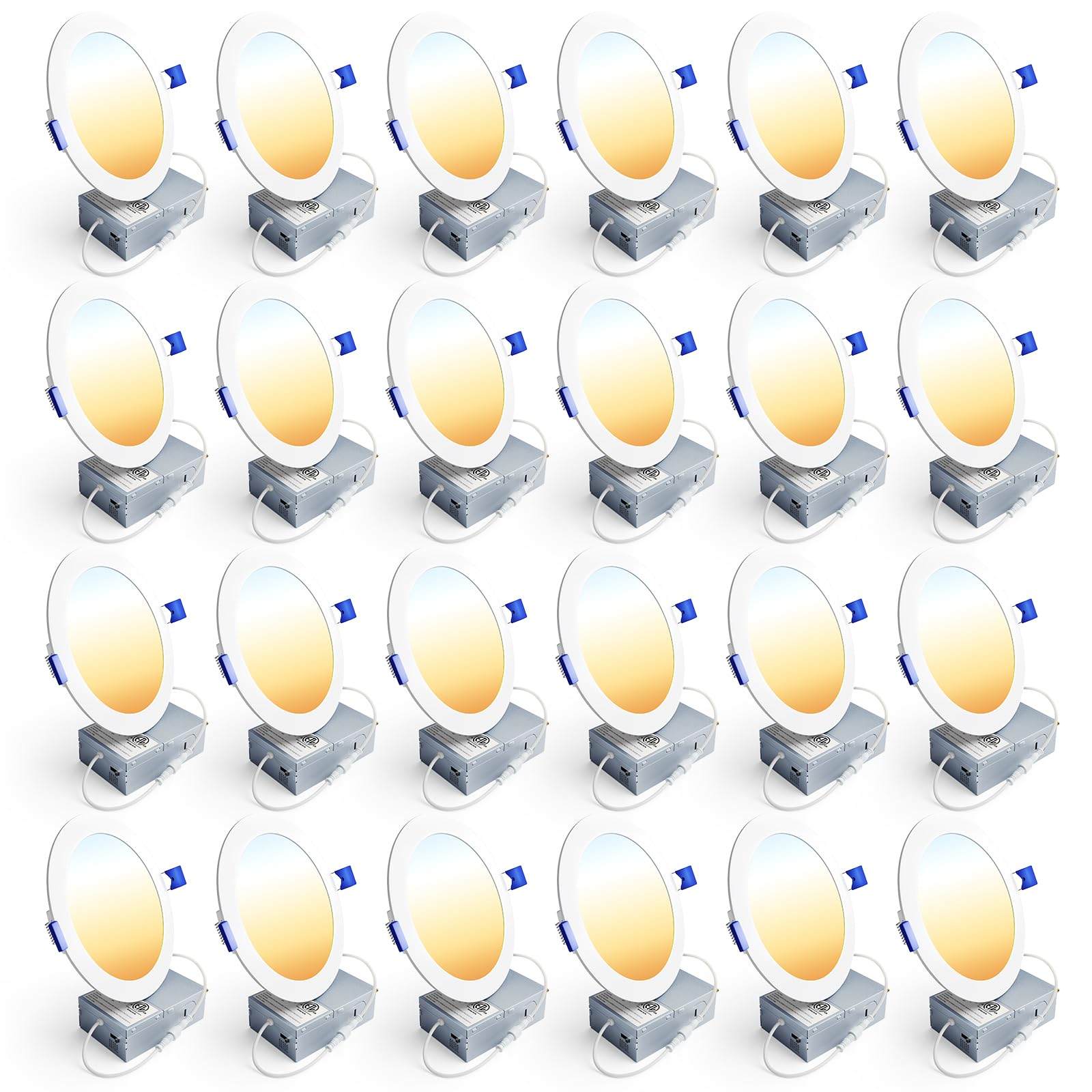 Ensenior six-inch LED recessed downlight provides bright, wide-angle illumination for living rooms.