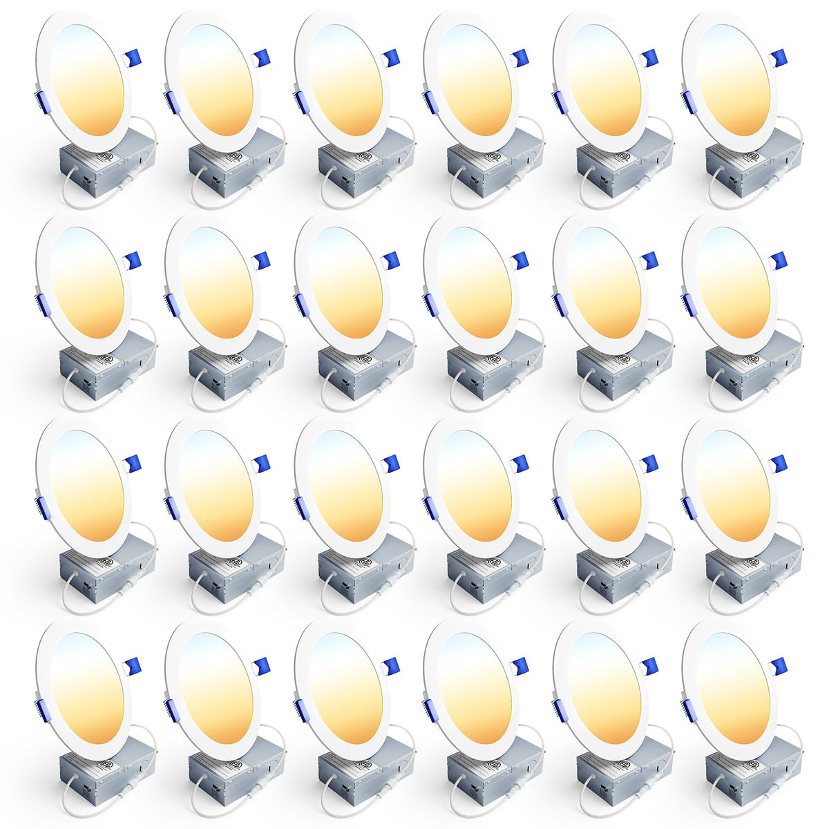 Ensenior six-inch LED recessed downlight provides bright, wide-angle illumination for living rooms.