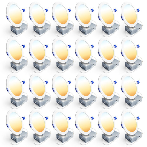 Ensenior six-inch LED recessed downlight provides bright, wide-angle illumination for living rooms.