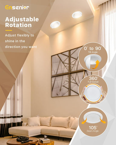 Ensenior 6-inch gimbal downlight tilted to show 90-degree rotation.