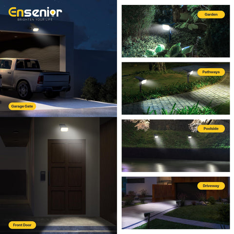 Ensenior weatherproof LED garden light 4-pack ideal for landscapes.