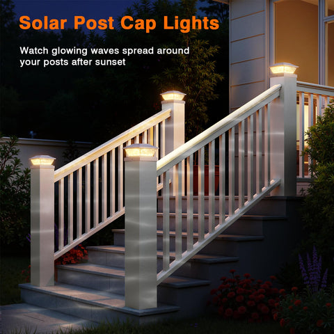 ENSLI solar post cap light garden illumination for fences and decks