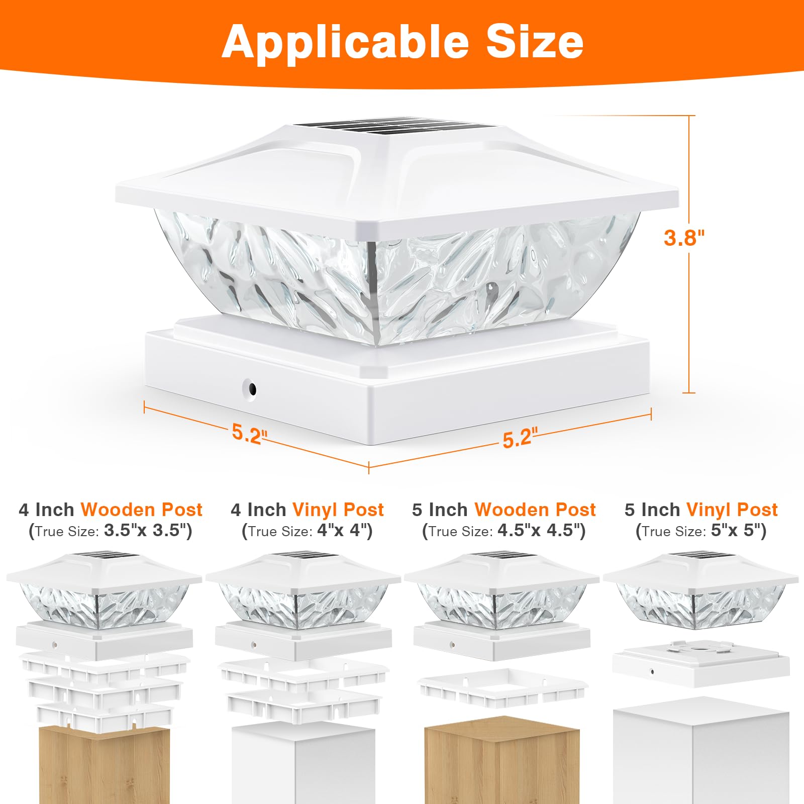 ENSLI solar post cap light IP65 durability withstands rain and snow