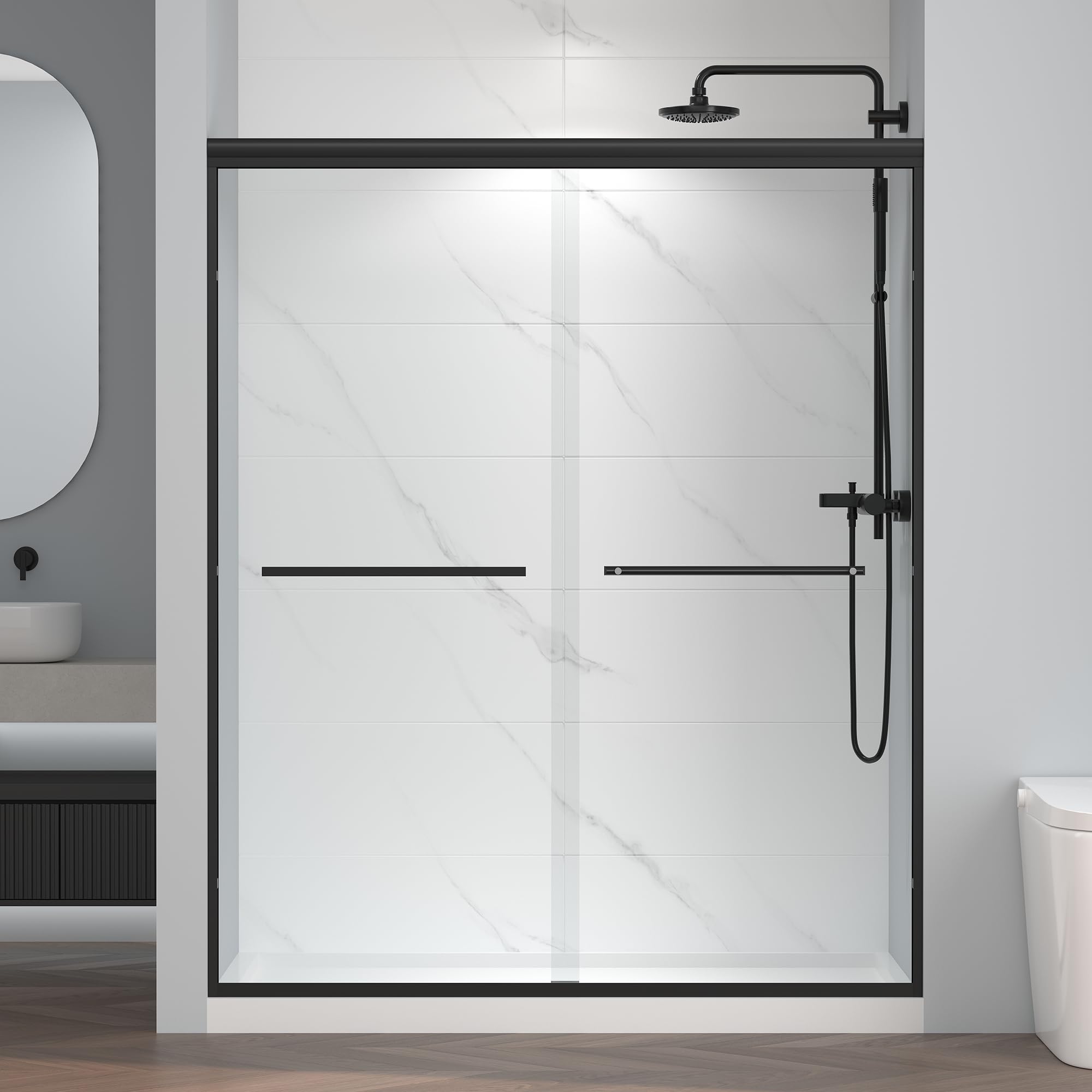 ENSO SENKA glass panel with clear tempered glass for easy cleaning.