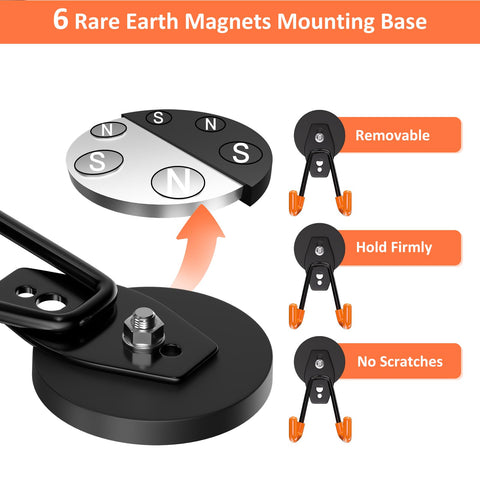 ENUODA heavy-duty magnetic hook supports power tools and hoses.
