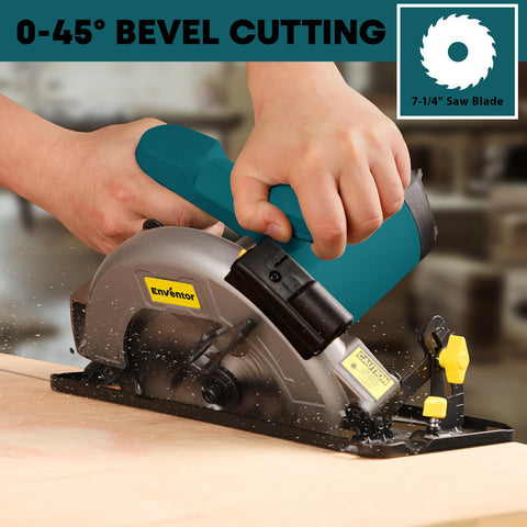 Enventor circular saw with 24T blade for smooth crosscuts