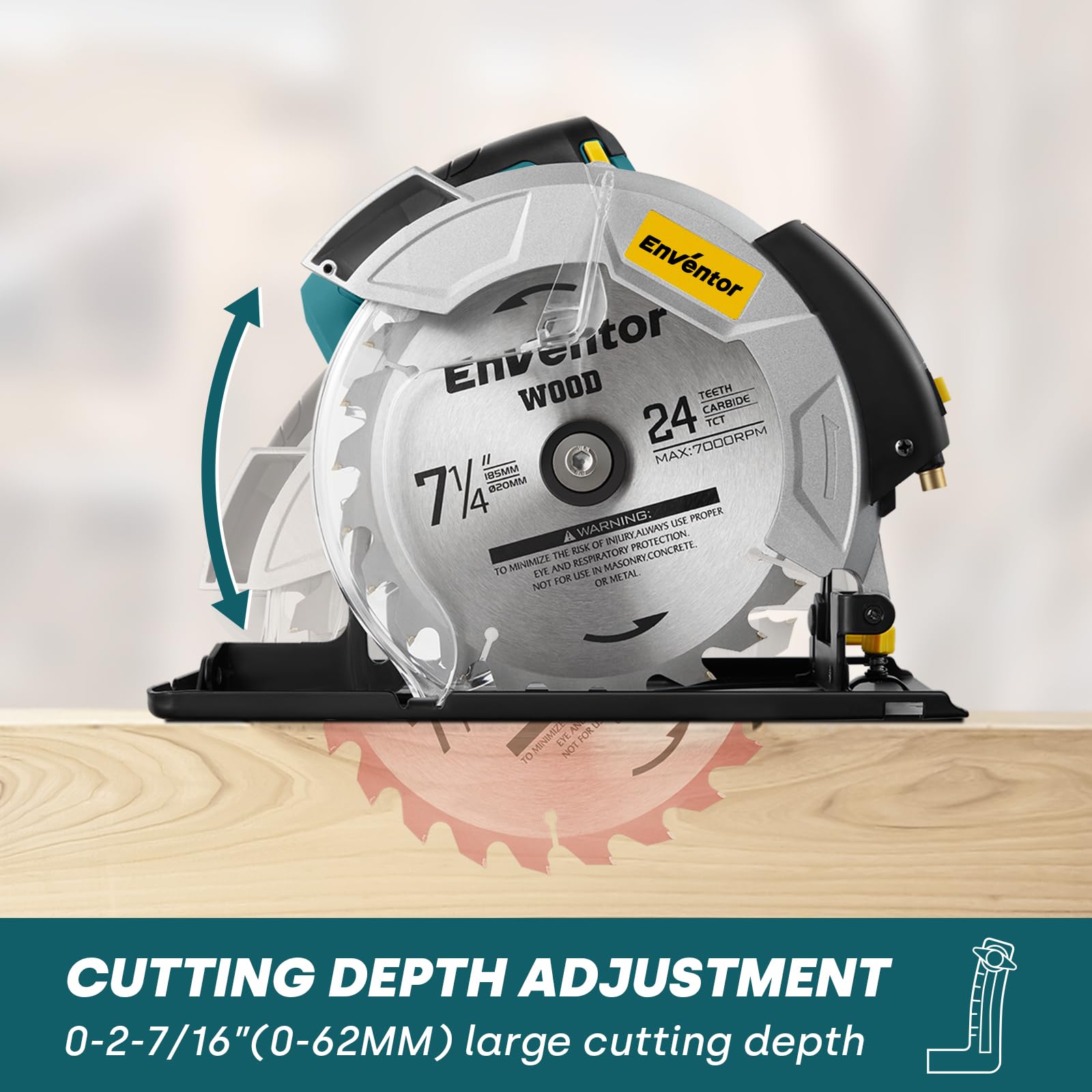 Enventor circular saw 5800rpm performance for fast cutting.