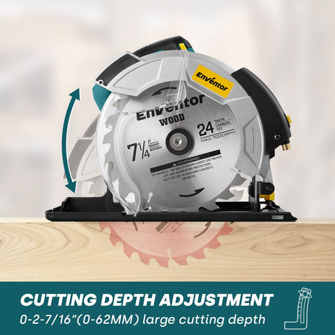 Enventor circular saw 5800rpm performance for fast cutting.