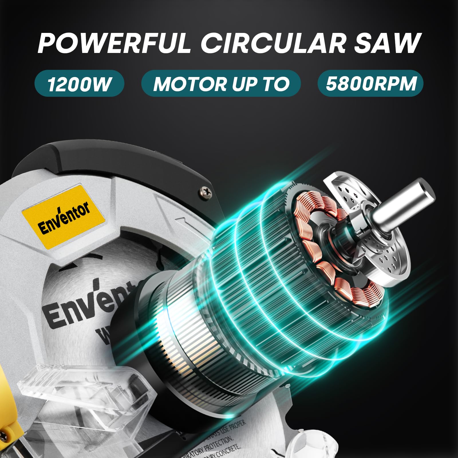 Enventor circular saw adjustable depth and bevel for versatile projects.