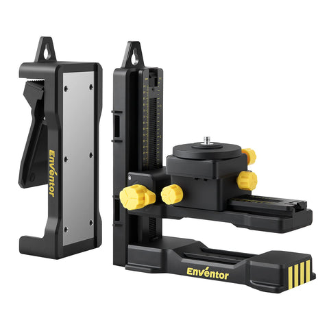 Enventor fine-tuning bracket laser level stand showing precise alignment setup.