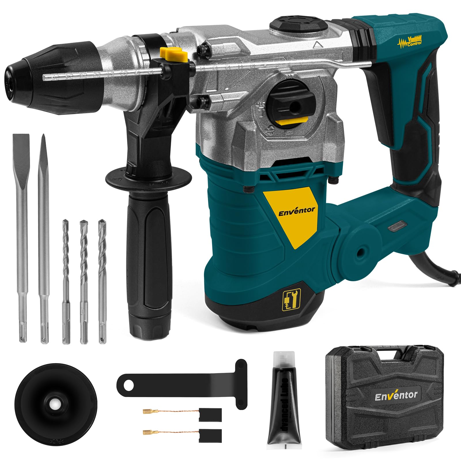 Enventor rotary hammer drill with blue body, ideal for heavy concrete work