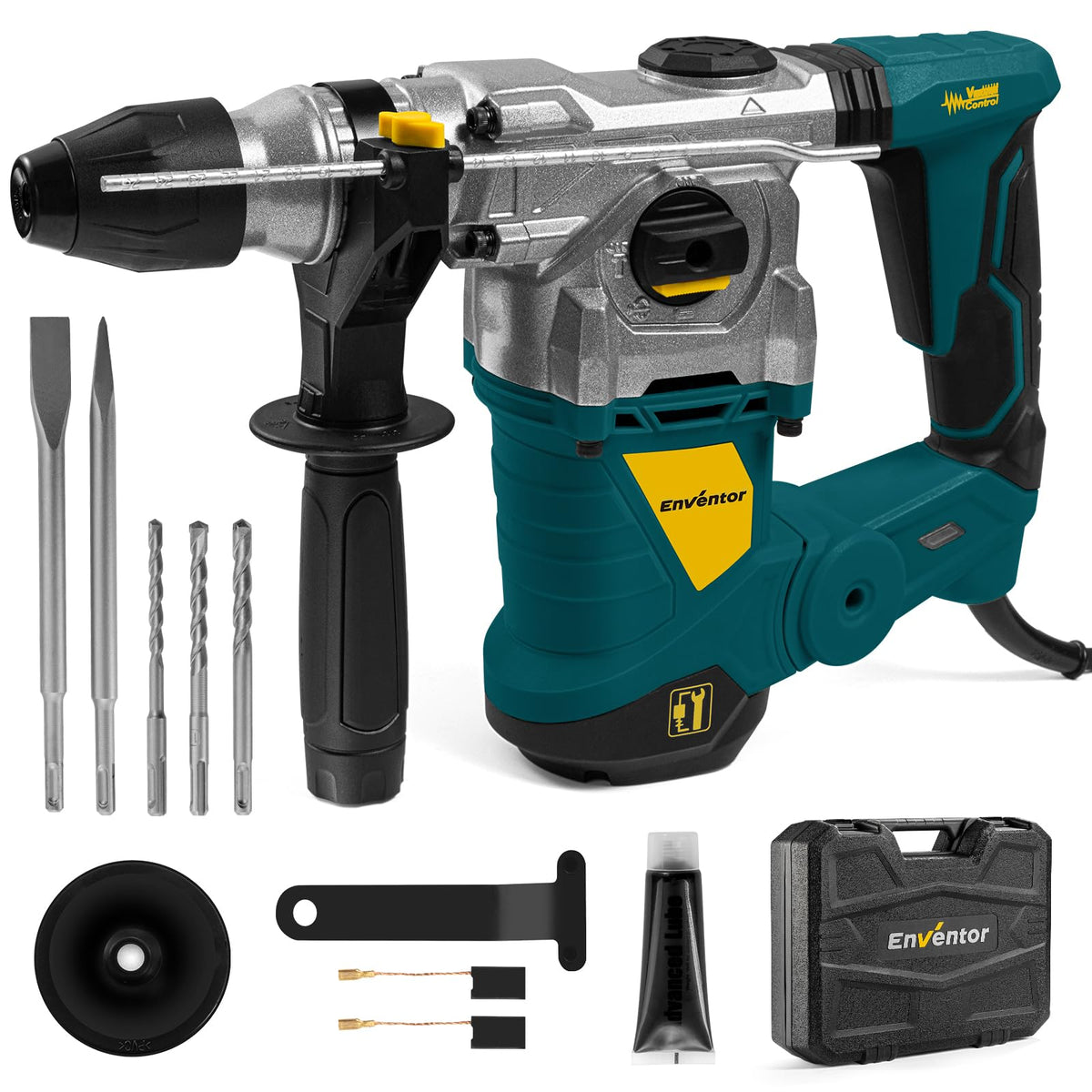 Enventor rotary hammer drill with blue body, ideal for heavy concrete work