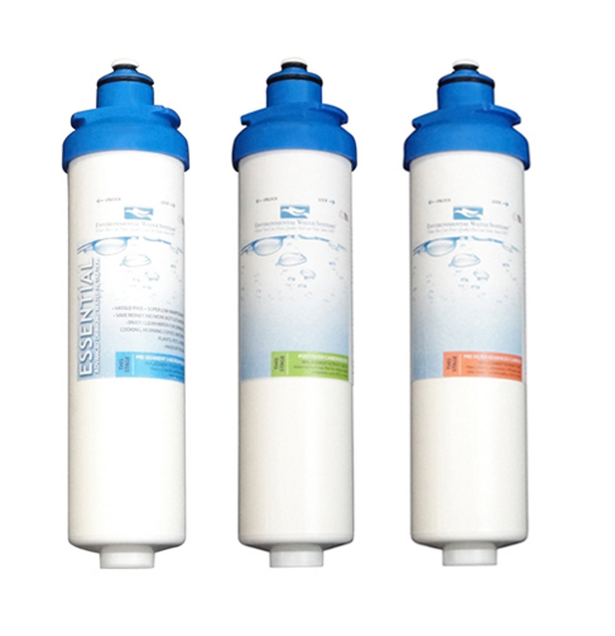 Environmental Water Systems DWS filter replacement set reduces rust and chlorine.