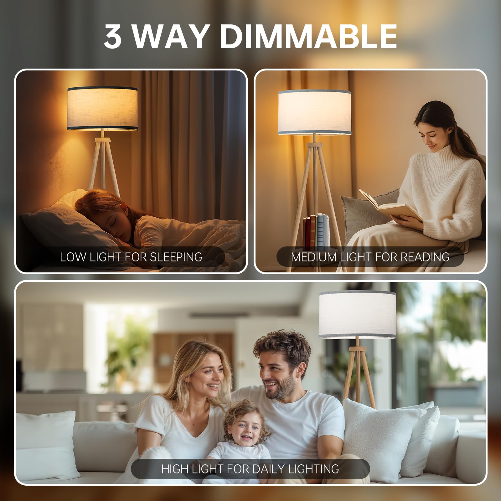 EOEYYOYB floor lamp offers dimmable brightness for mood or focus.