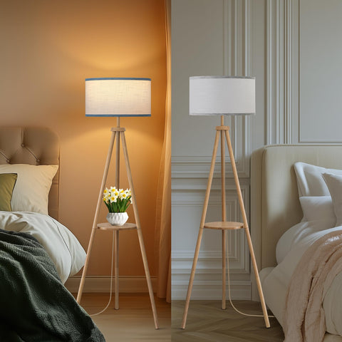 EOEYYOYB floor lamp enhances living room ambience with warm, inviting glow.
