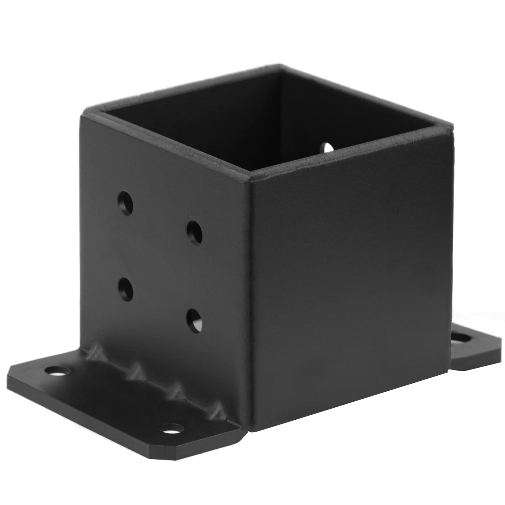 eoere 6x6 post base in use stabilizing a wooden deck corner