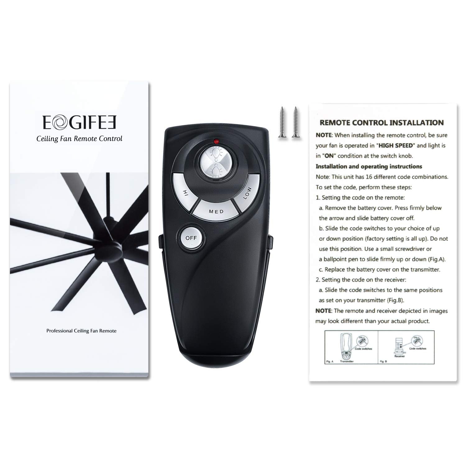Eogifee UC7083T remote light control with two-light operation