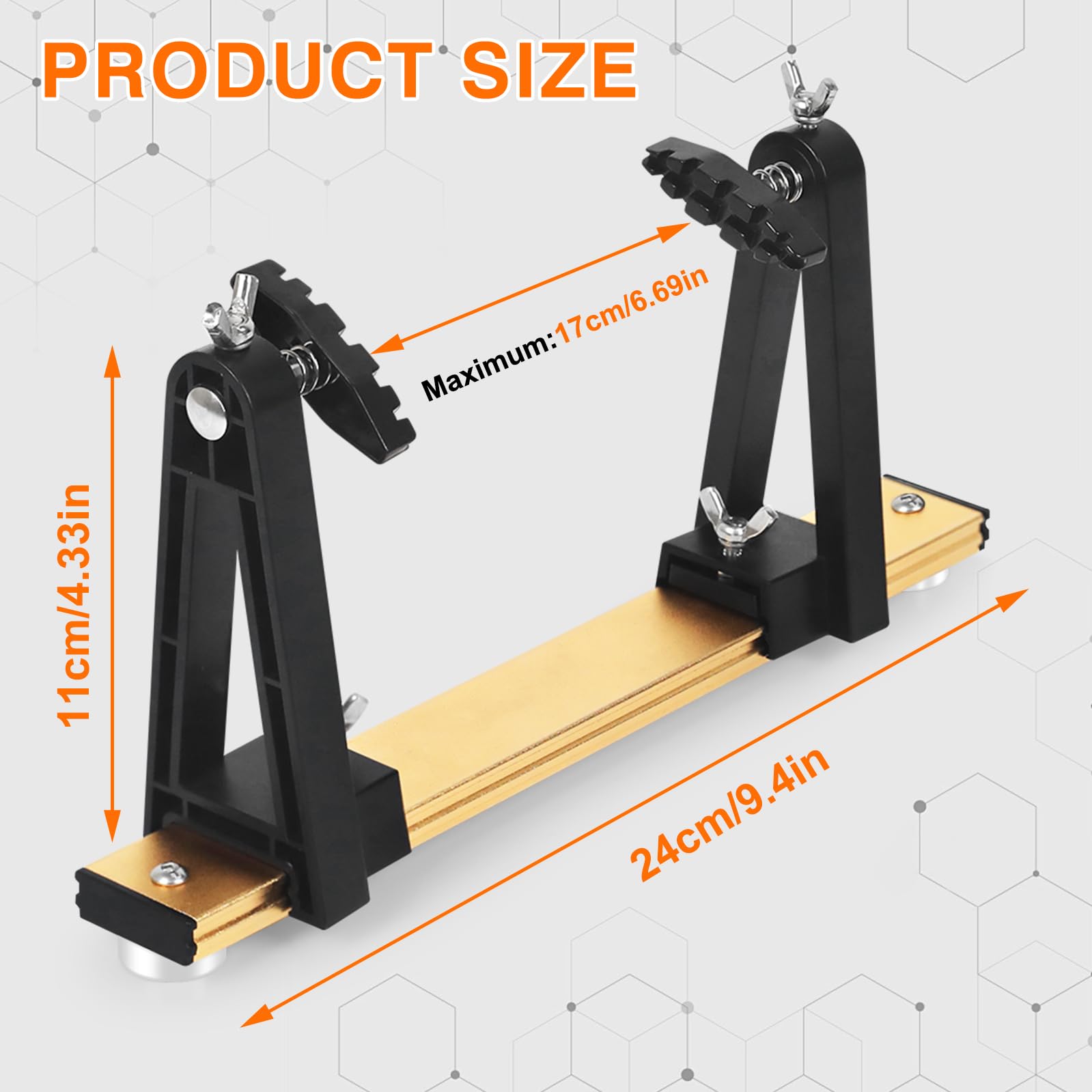 Durable aluminum build with reliable clamp action.