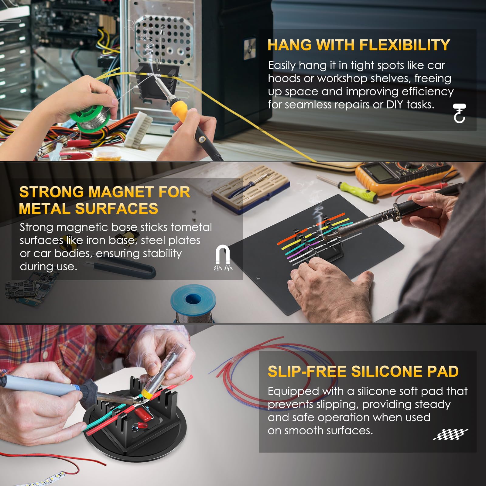 EOOKU Helping Hands station soldering mat with grooves for organized parts