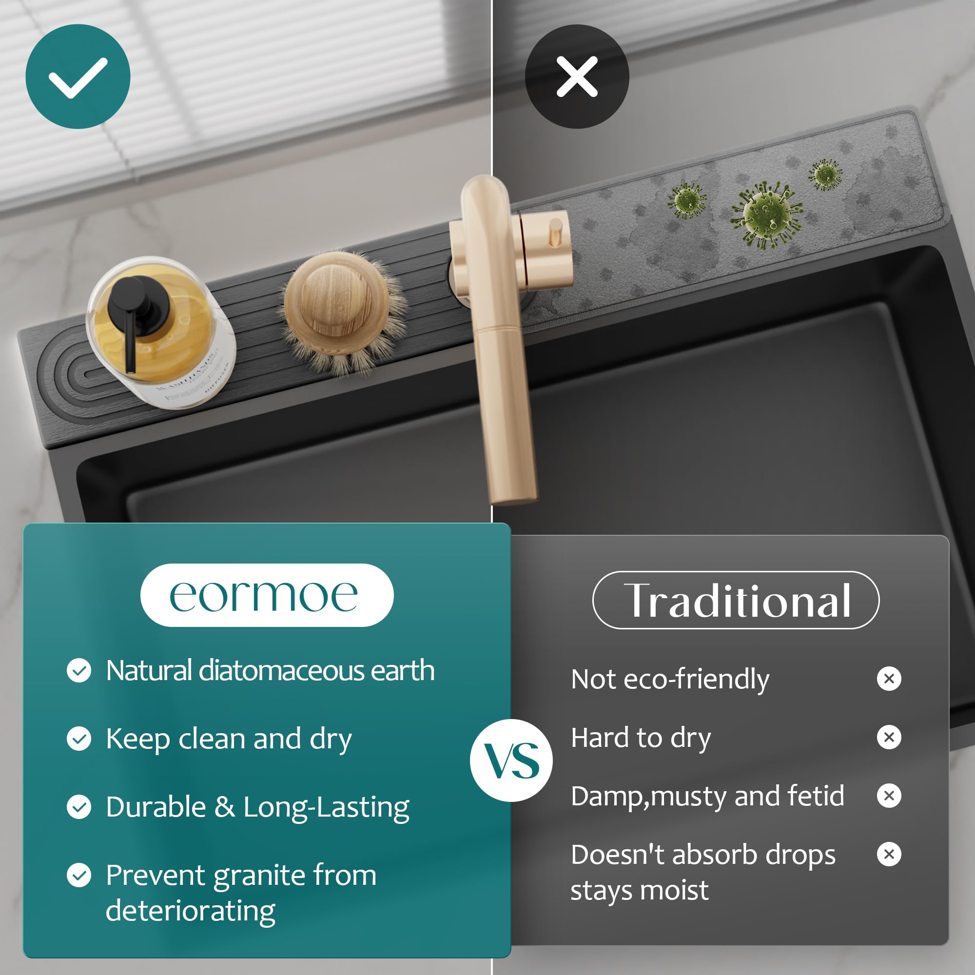 eormoe durable stone tray resists moisture and reshapes easily after use.