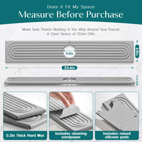 eormoe diatomaceous earth splash guard absorbs moisture quickly around the sink
