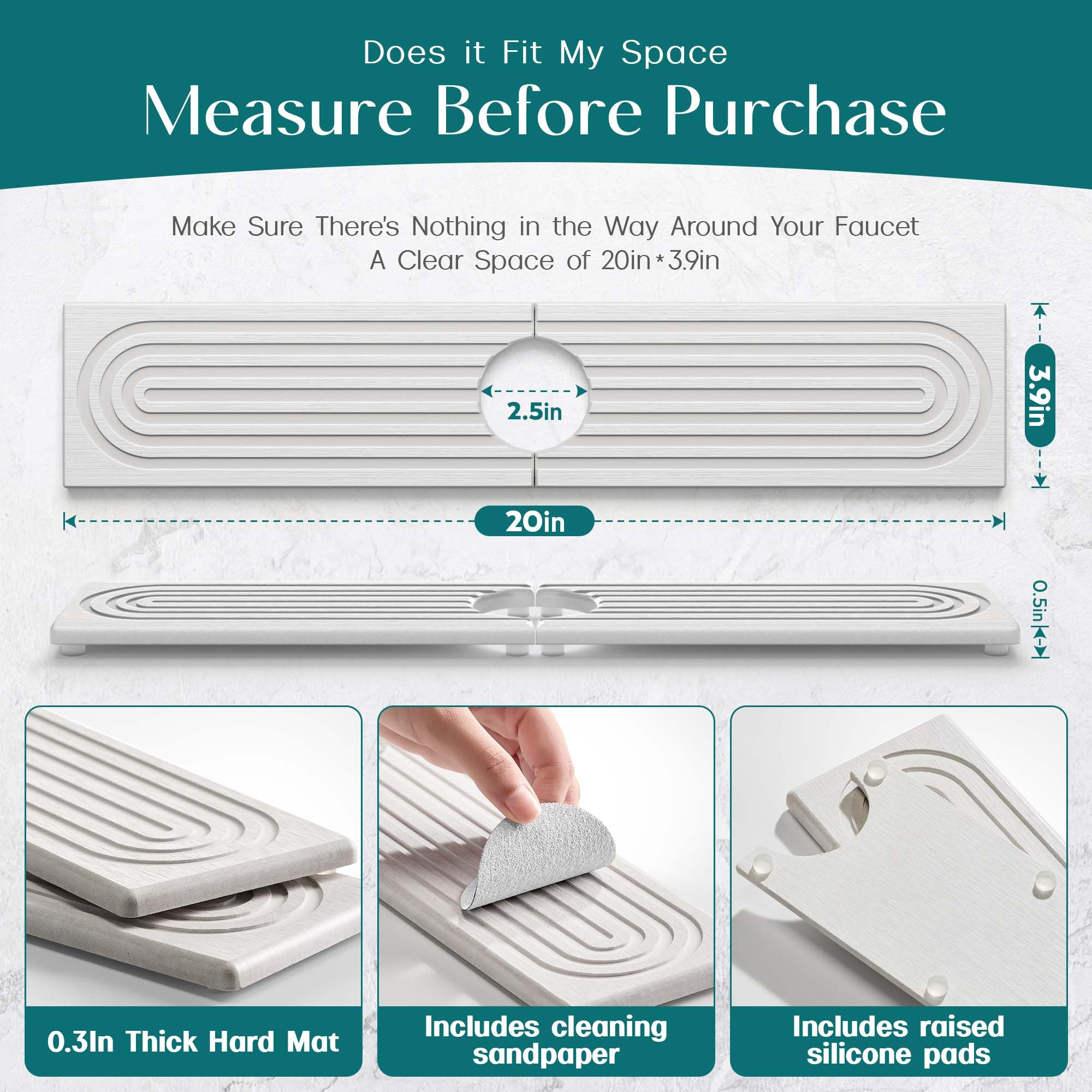 Eormoe diatomite absorbent sink mat dries quickly after use