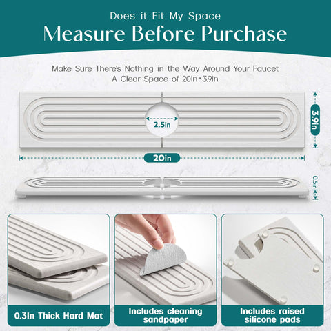 Eormoe diatomite absorbent sink mat dries quickly after use