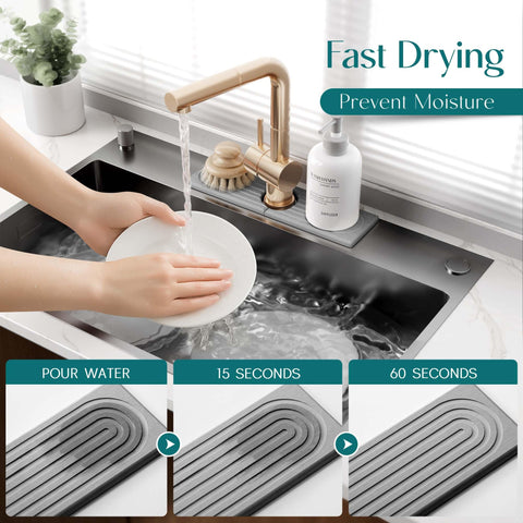 eormoe grey sink mat blends with modern kitchens while keeping surfaces dry